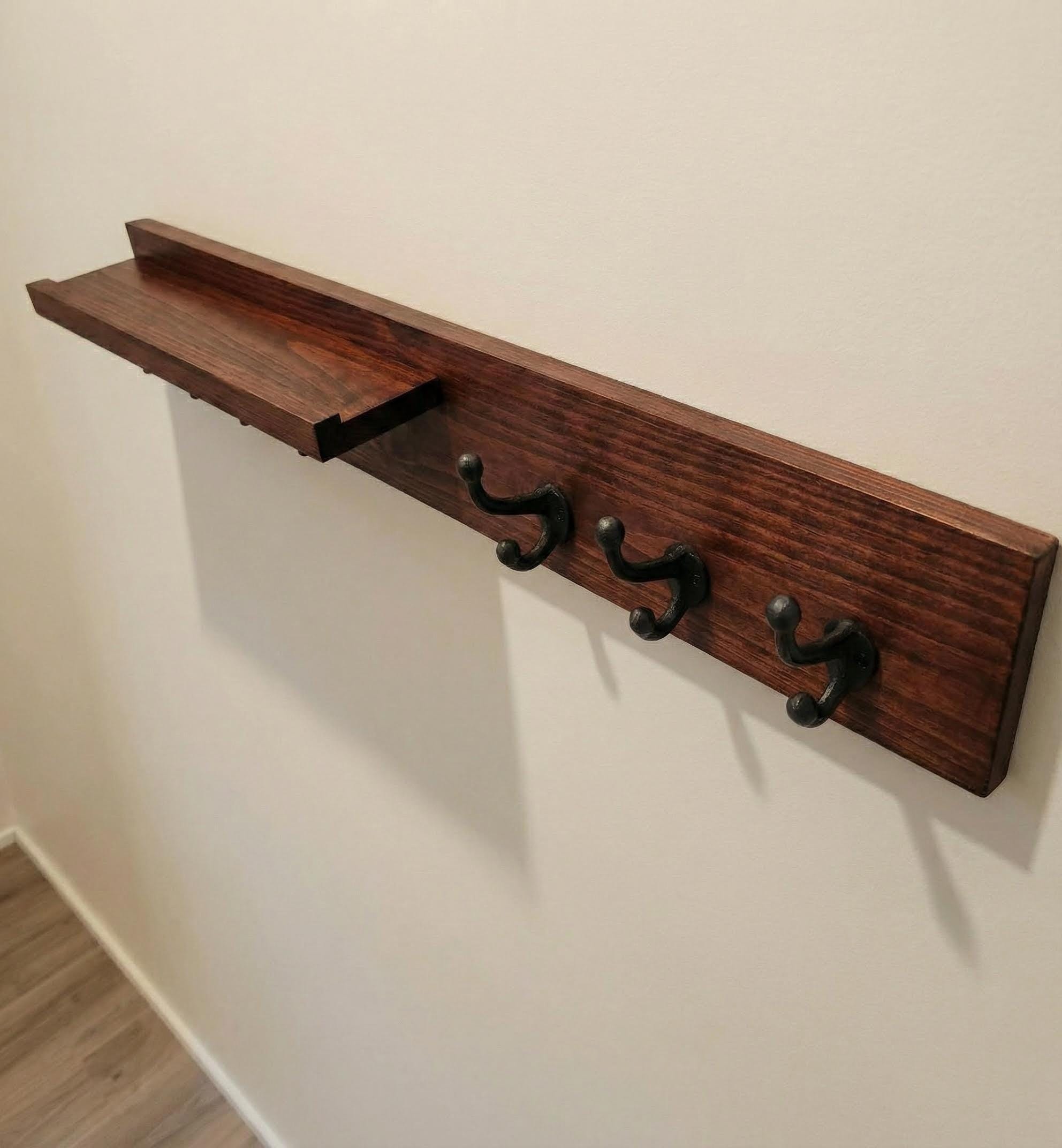 Rustic Wood Coat Rack with Shelf