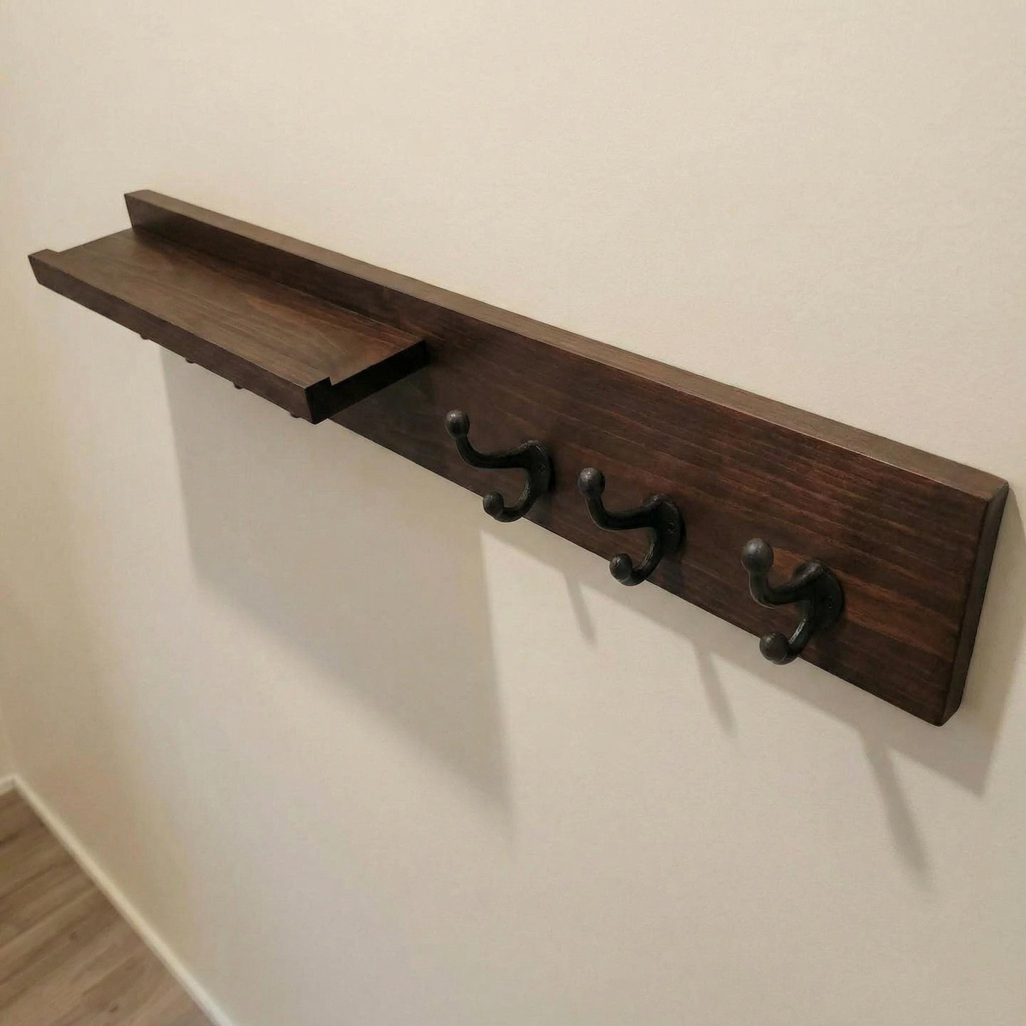 Rustic Wood Coat Rack with Shelf