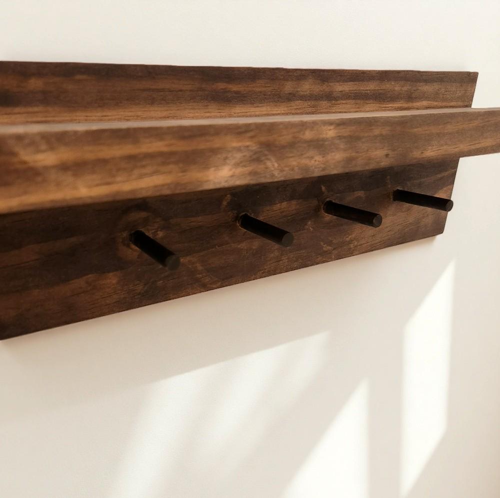 Rustic Wood Coat Rack with Shelf