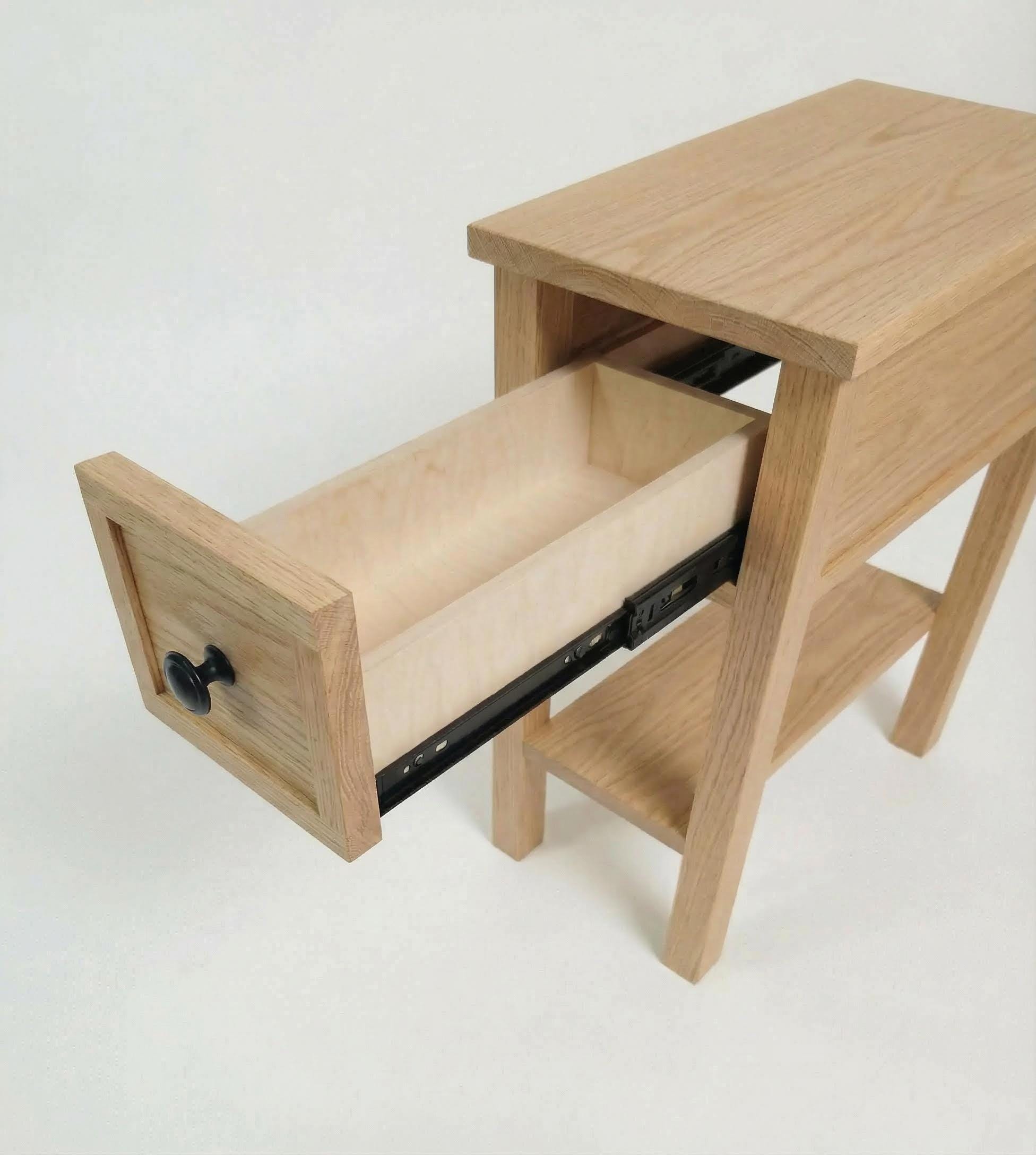 Real Oak Narrow End-Table/ Nightstand with shelf and drawer