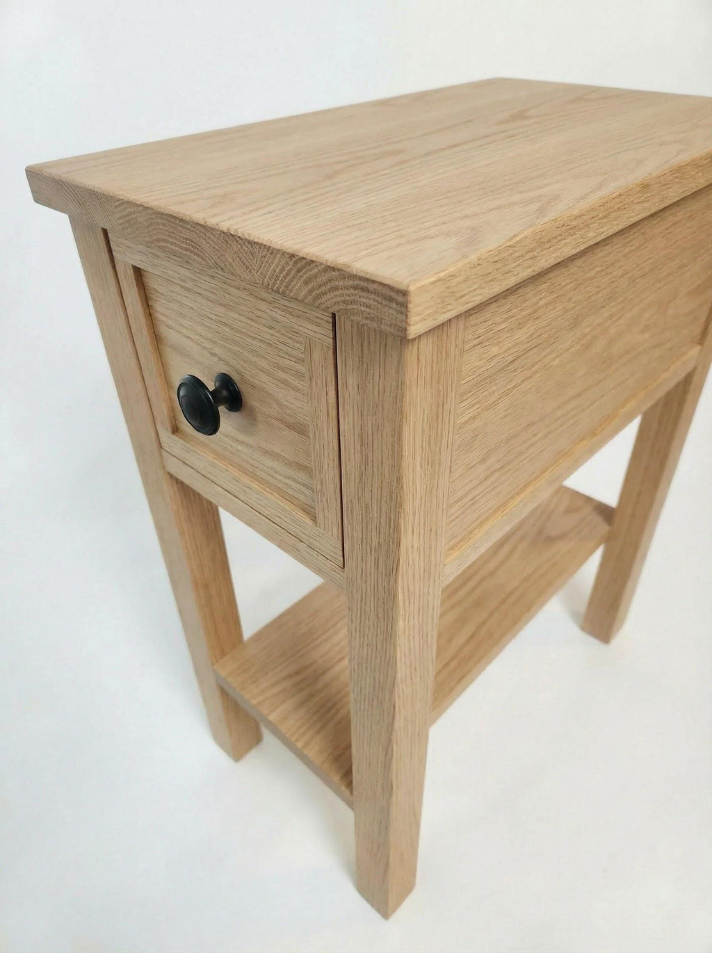 Real Oak Narrow End-Table/ Nightstand with shelf and drawer