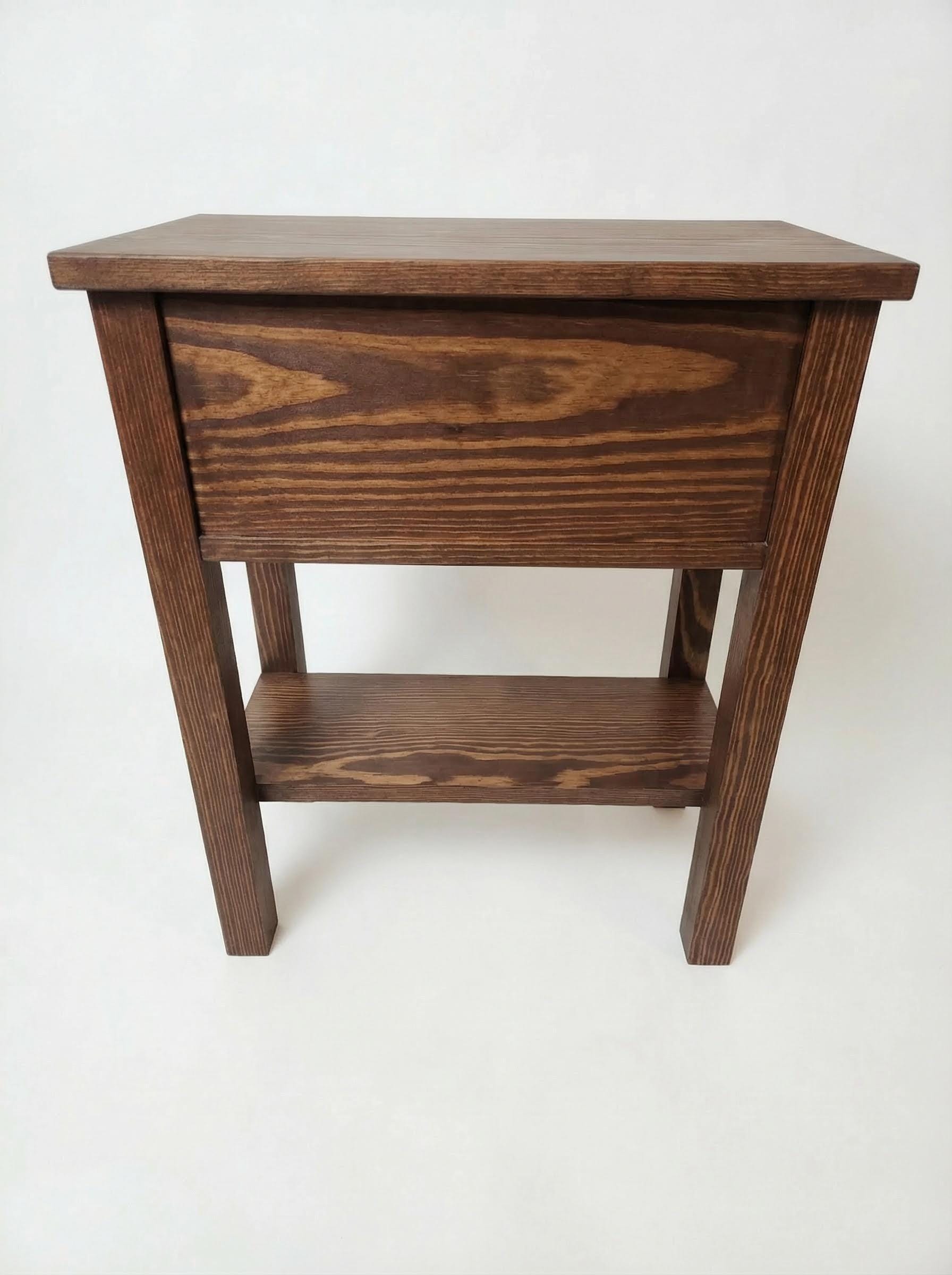 Narrow End-Table / Nightstand with shelf and drawer