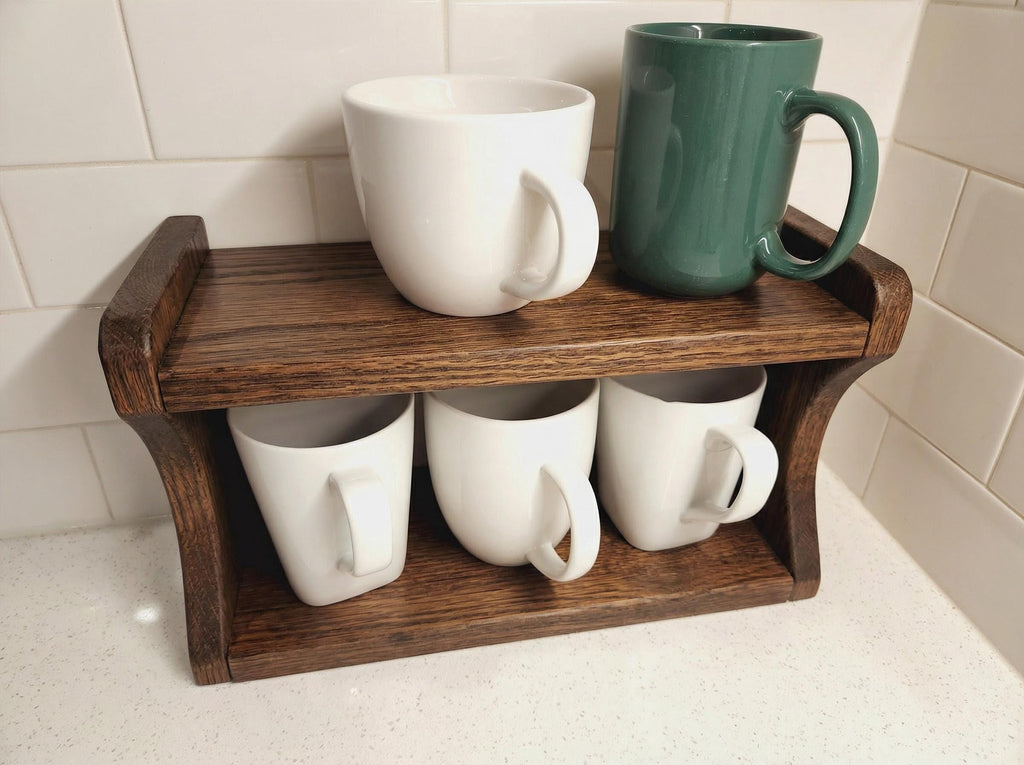 Oak wood kitchen shelf with spice jars, handmade floating shelf