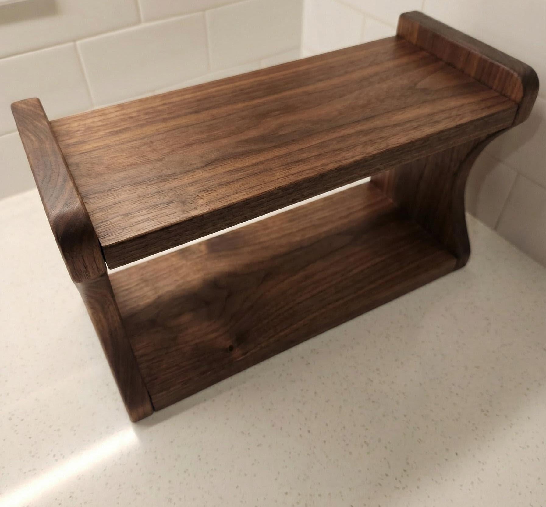 "Custom oak kitchen shelf dimensions and size reference, made to order