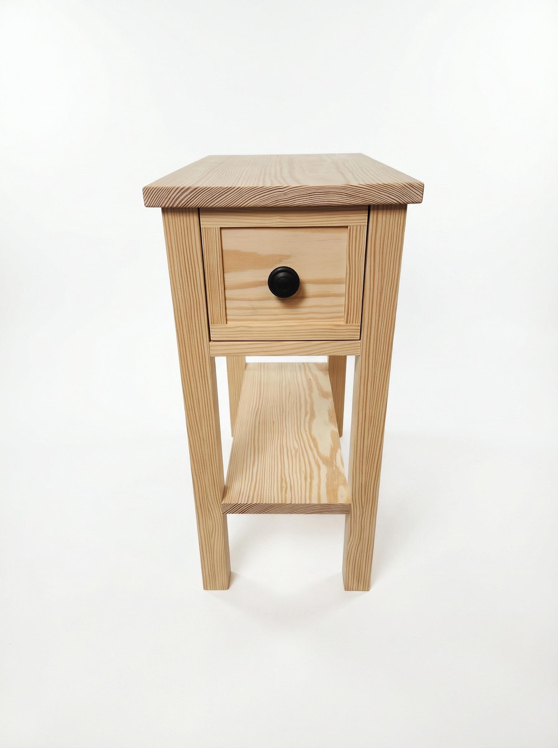 Real Oak Narrow End-Table/ Nightstand with shelf and drawer