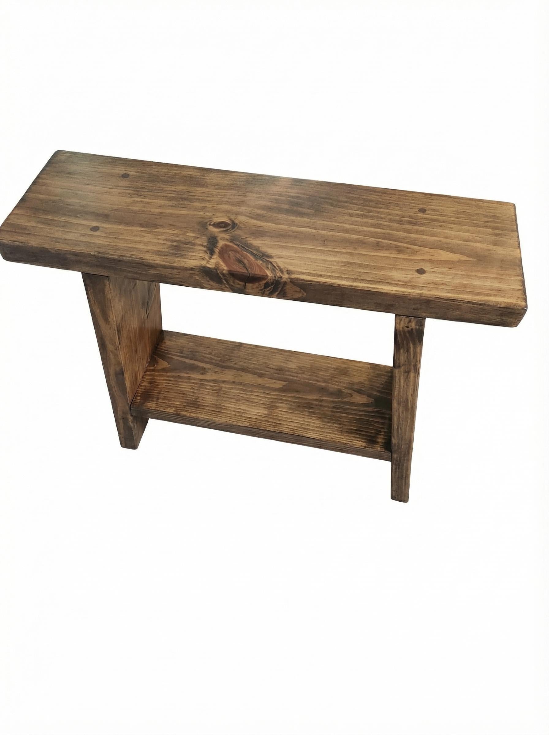 Farmhouse Style Narrow End Table with Shelf | For small spaces
