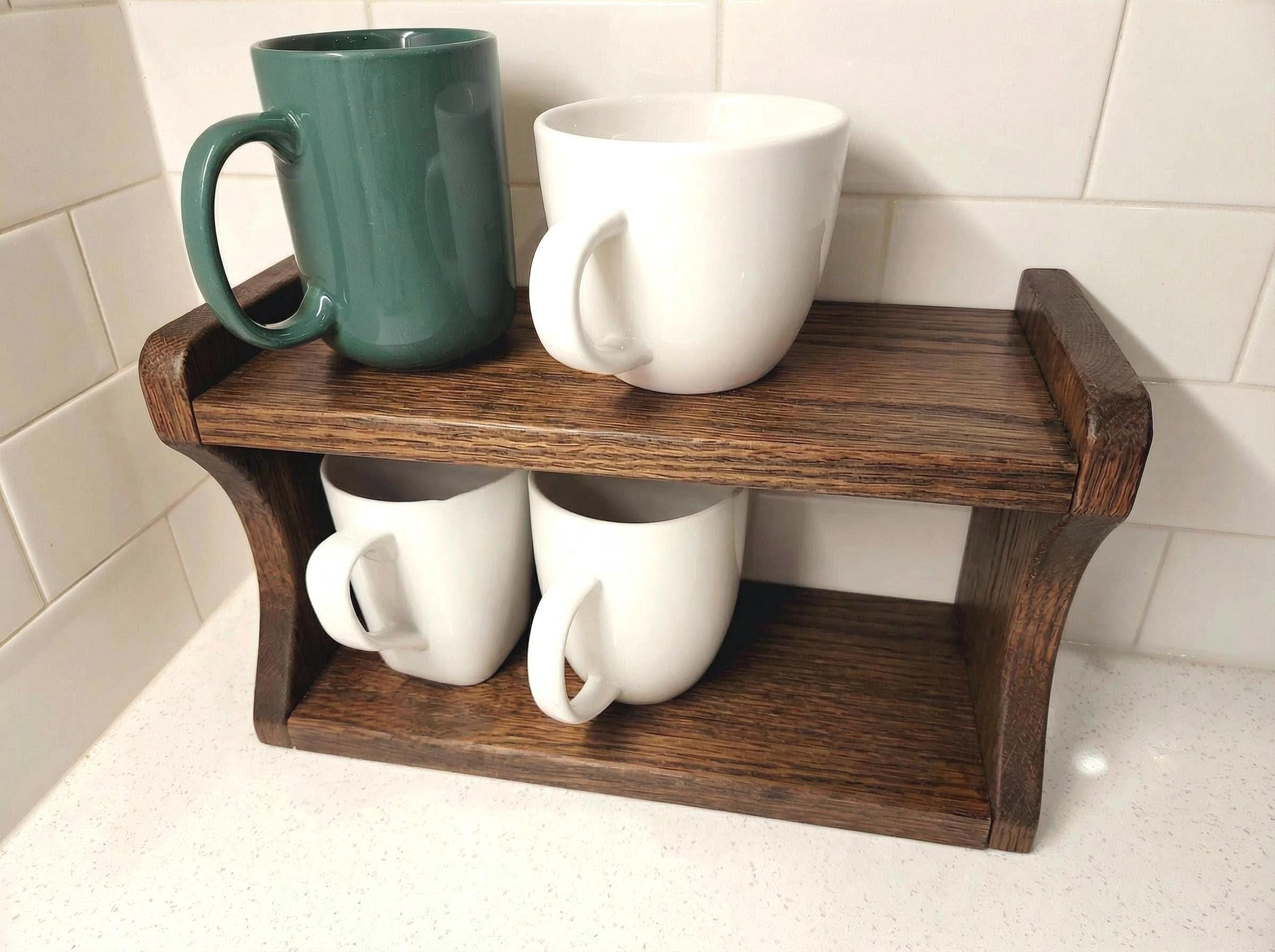 Oak wood spice rack shelf with small jars, custom made to order
